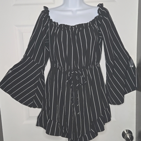 Black and White Striped Romper - Picture 1 of 6